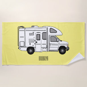 Toalha De Praia Ilustração de desenho animado de Campervan