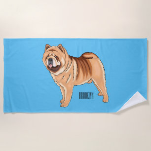 Toalha De Praia Ilustração de desenho animado de cão Chow Chow
