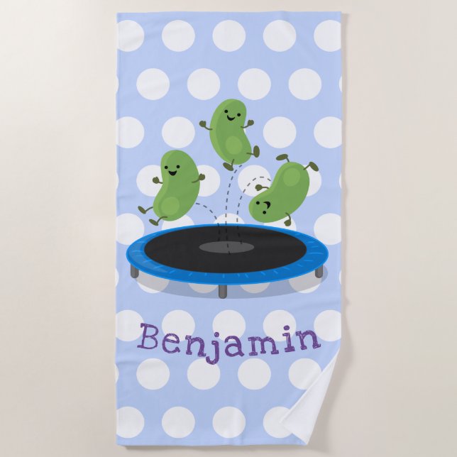 Toalha De Praia Ilustração de desenho animado de feijão-de-salto f (Frente)