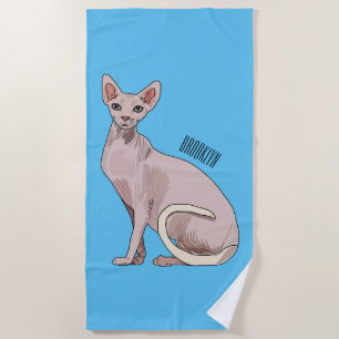 Toalha De Praia Ilustração de desenho animado de gato esphynx