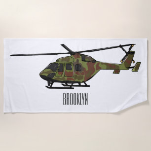 Toalha De Praia Ilustração de desenho animado de helicóptero do ex