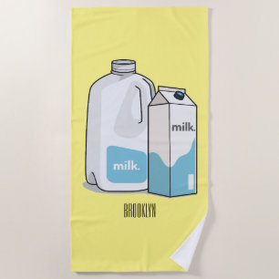 Toalha De Praia Ilustração de desenho animado de leite