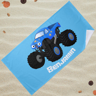 Toalha De Praia Ilustração de desenho animado de monstro azul boni