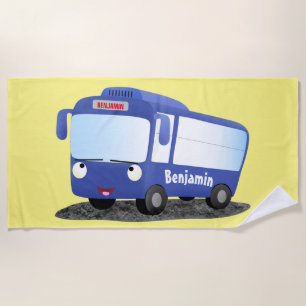 Toalha De Praia Ilustração de desenho animado de ônibus moderno az