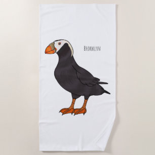 Toalha De Praia Ilustração de desenho animado de pássaros puffin t