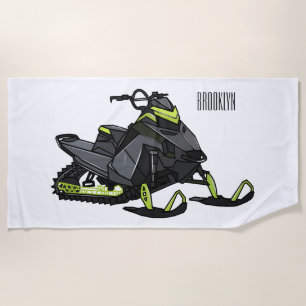 Toalha De Praia Ilustração de desenho animado Snowmobile