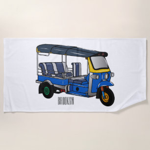 Toalha De Praia Ilustração de desenho animado Tuk tuk