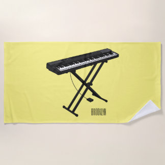 Toalha De Praia Ilustração de desenho de piano de teclado