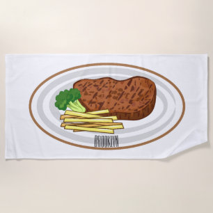 Toalha De Praia Ilustração de desenho em bife