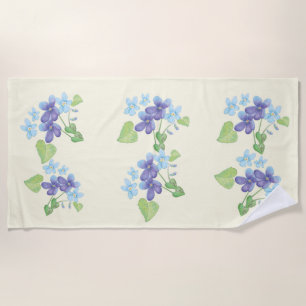 Toalha De Praia Ilustração de Flores Violetas Selvagens