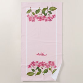 Toalha De Praia Ilustração de Lacecaps de Hydrangea Pink de Aquare