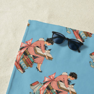 Toalha De Praia Ilustração de Leitor de Livros Antigos