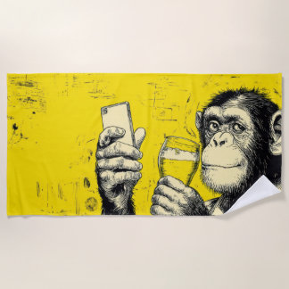 Toalha De Praia Ilustração de Macaco Engraçado Tirando Selfie – Ch