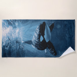 Toalha De Praia Ilustração de Raios de Luz Subaquáticos de Orca no