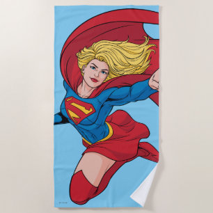 Toalha De Praia Ilustração de Supergirl Voando para Cima