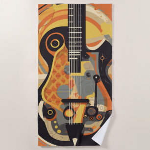 Toalha De Praia Ilustração de Violão Retroativo