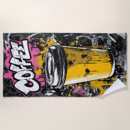 Toalha De Praia Ilustração de xícara de café urbana com grafite