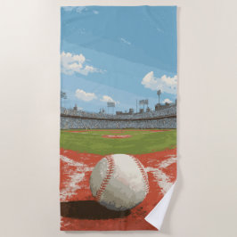 Toalha De Praia Ilustração do Campo de Estádio de Beisebol
