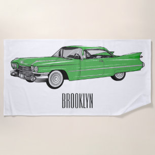 Toalha De Praia Ilustração do desenho animado Classic car 1959