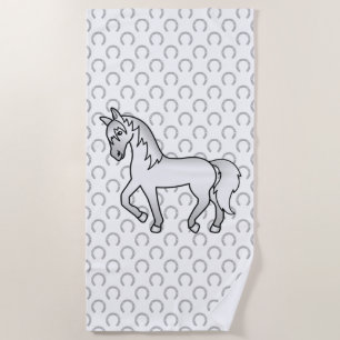Toalha De Praia Ilustração do desenho animado de cavalos de Trote