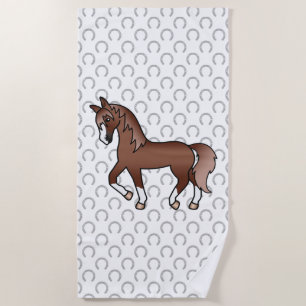 Toalha De Praia Ilustração do desenho animado de cavalos de Trote
