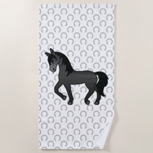 Toalha De Praia Ilustração do desenho animado de cavalos de Trote