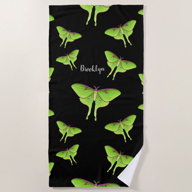 Toalha De Praia Ilustração do desenho animado de Luna Moth (Frente)