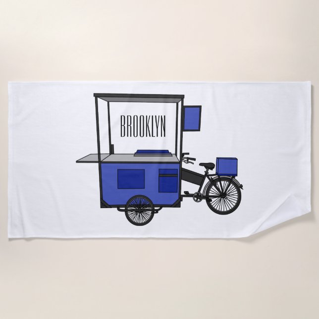 Toalha De Praia ilustração do desenho do carrinho de comida (Frente)