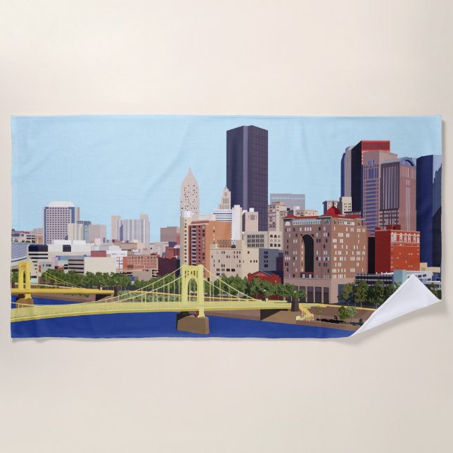 Toalha De Praia Ilustração Legal do computador Skyline Pittsburgh (Frente)