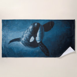 Toalha De Praia Ilustração Majestosa de Orca Subaquática no Oceano