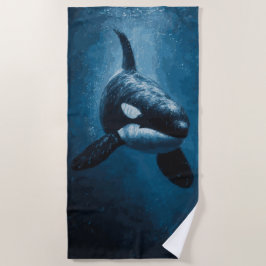 Toalha De Praia Ilustração Majestosa de Orca Subaquática no Oceano