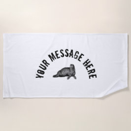 Toalha De Praia Ilustração Simples de Black Walrus