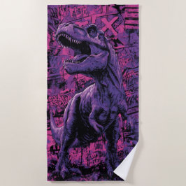 Toalha De Praia Ilustração Urbana de Dinossauro com Grafite de T-R