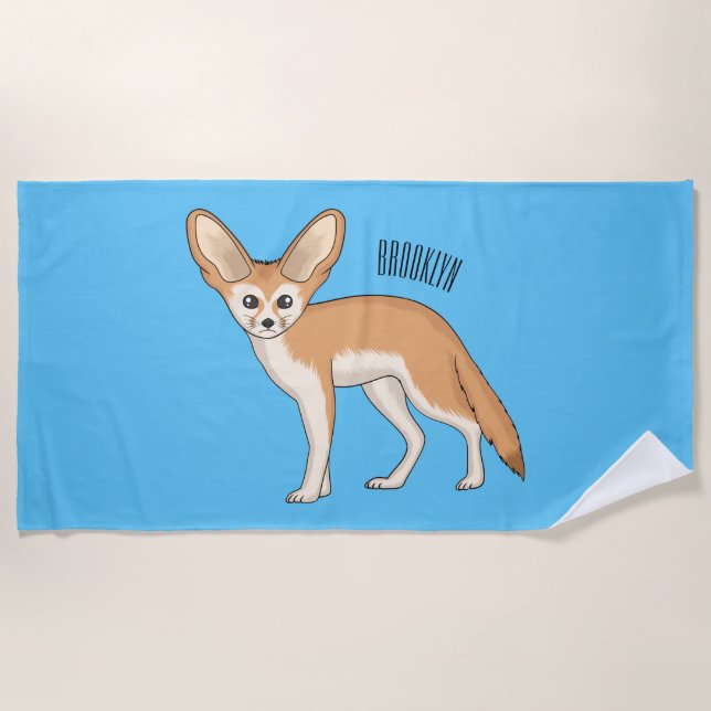 Toalha De Praia Imagem de desenho animado de fennec fox (Frente)
