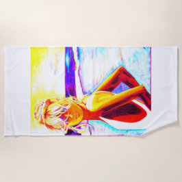 Toalha De Praia Imagem de Rapariga de Praia Vibrante da Beach Towe
