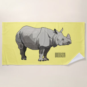 Toalha De Praia Imagem do desenho animado de Javan rhinoceros