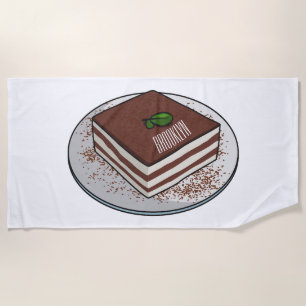 Toalha De Praia Imagem do desenho do bolo Tiramisu