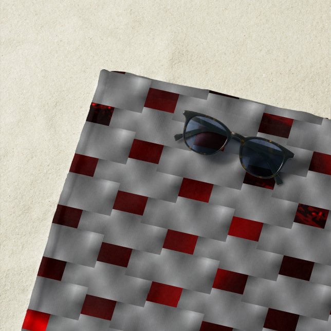 Toalha De Praia Imagem vermelha sob placas de cinza, formas retang (In Situ)