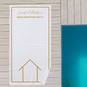 Toalha De Praia Imobilizador Dourado Chic Personalizado Da Empresa
