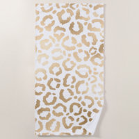 Impressão Animal Leopardo Branco Dourado Elegante 