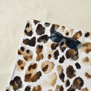Toalha De Praia Impressão de Animais Castanhos-Leopardo