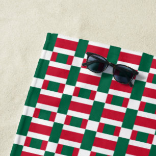 Toalha De Praia Impressão de Bloco de Cor Vermelho Branco E Verde