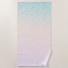 Toalha De Praia Impressão de Leopardo Branco Rosa Púrpura Rosa-Ros