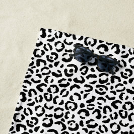 Toalha De Praia Impressão de Leopardo Preto Branco