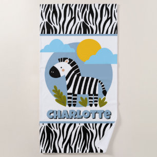 Toalha De Praia Impressão de Zebra Caprichosa com Influência Escan