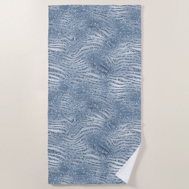 Toalha De Praia Impressão de Zebra Glam Azul (Frente)