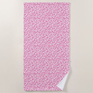 Toalha De Praia Impressão do Leopardo Rosa Branco Brilhante
