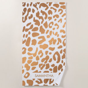 Toalha De Praia Impressão dourado do leopardo