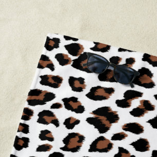 Toalha De Praia Impressão Leopardo Branco