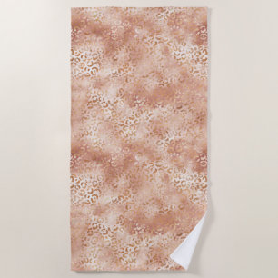 Toalha De Praia Impressão Leopardo Branco Rosa Peach